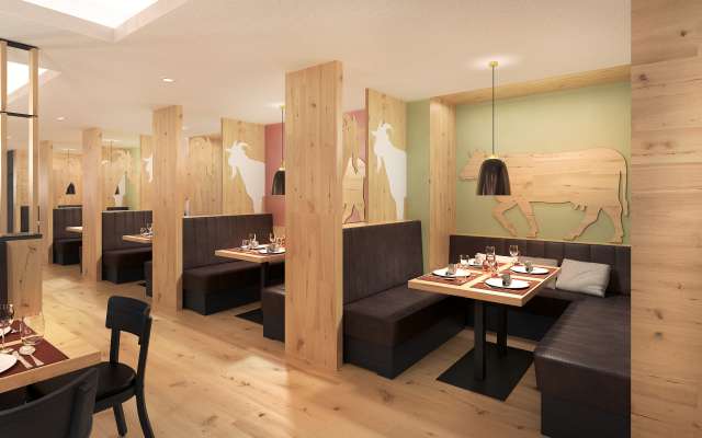 Restaurantbereich im Familienhotel Schreinerhof