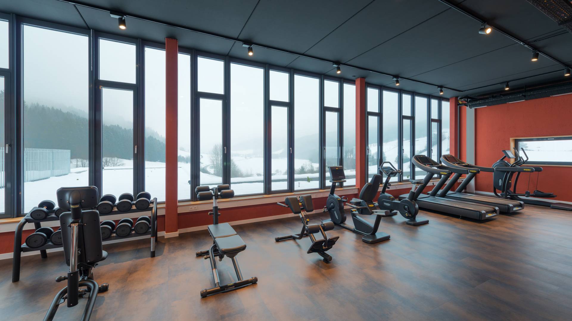 Das Panorama-Fitnessstudio im Familienhotel Schreinerhof