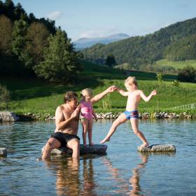 Panoramahallenbad mit Riesenrutsche im Familienhotel Schreinerhof image #2