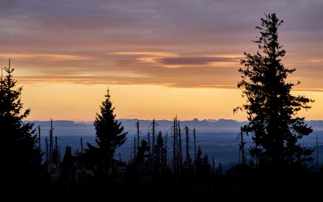 Sonnenuntergang im bayerischen Wald