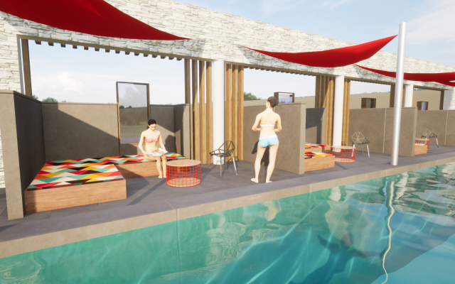 Großzügige Liegebereiche am Infinity Pool