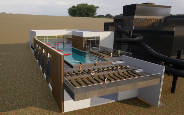 20-m Infinity Pool mit Wellenbad